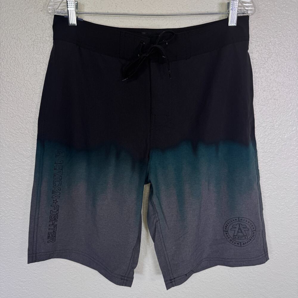 American Fighter Board Short Mens 31 Triumph Swim Trunks Ombre Beach Cruise NEW